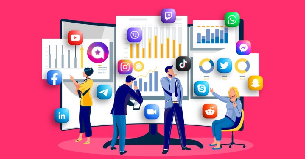 An illustration representing PPC Pay Per Click advertising, featuring a laptop, mouse, smartphone, and floating dollar coins for digital marketing ads.